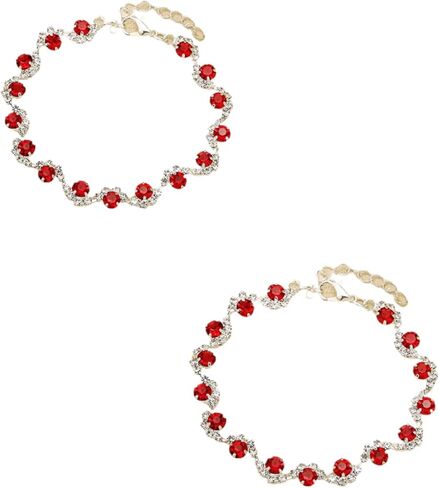 2 exquisite bracelets with red rhinestones, fashionable and cool style jewelry in Saudi Arabia