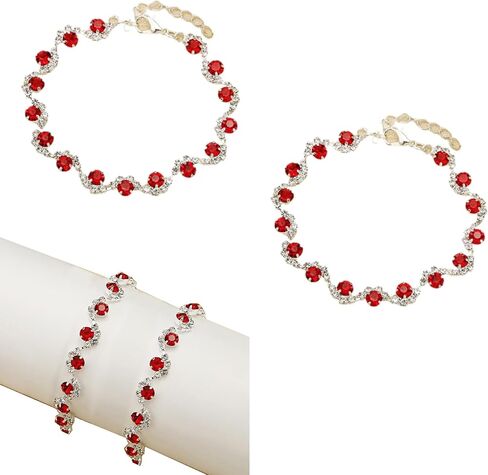 2 exquisite bracelets with red rhinestones, fashionable and cool style jewelry in Saudi Arabia