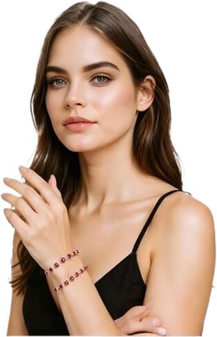 2 exquisite bracelets with red rhinestones, fashionable and cool style jewelry in Saudi Arabia