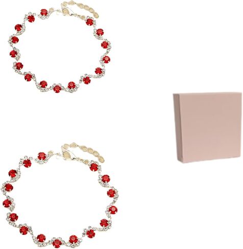 2 exquisite bracelets with red rhinestones, fashionable and cool style jewelry in Saudi Arabia