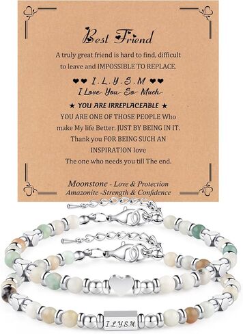 Gifts for Girls Women Moonstone Bracelets Amazonite Imperial Jasper Beads Bracelets, Christmas Birthday Graduation Easter Gifts for Daughter Granddaughter Sisters Best friends in Saudi Arabia