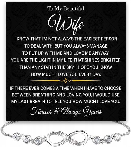 VIRAGIL To My Wife Infinity Heart Bracelet From Husband, Meaningful Bracelet Gift for Wife, Romantic Jewelry with Message Card, Valentine Birthday or Wedding Keepsake in Saudi Arabia