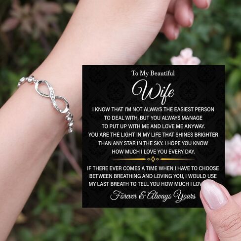 VIRAGIL To My Wife Infinity Heart Bracelet From Husband, Meaningful Bracelet Gift for Wife, Romantic Jewelry with Message Card, Valentine Birthday or Wedding Keepsake in Saudi Arabia