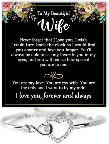 VIRAGIL To My Wife Infinity Heart Bracelet From Husband, Meaningful Bracelet Gift for Wife, Romantic Jewelry with Message Card, Valentine Birthday or Wedding Keepsake in Saudi Arabia