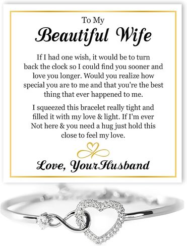 VIRAGIL To My Wife Infinity Heart Bracelet From Husband, Meaningful Bracelet Gift for Wife, Romantic Jewelry with Message Card, Valentine Birthday or Wedding Keepsake in Saudi Arabia