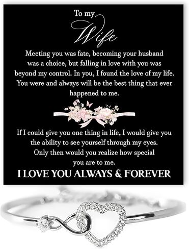 VIRAGIL To My Wife Infinity Heart Bracelet From Husband, Meaningful Bracelet Gift for Wife, Romantic Jewelry with Message Card, Valentine Birthday or Wedding Keepsake in Saudi Arabia