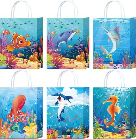 24 Pieces Summer Beach Paper Bags Pool Party Decoration Supplies Hawaiian Luau Summer Party Favors Candy Bags with Handles Summer Holiday Decoration Supplies in Kuwait