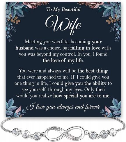 VIRAGIL To My Wife Infinity Heart Bracelet From Husband, Meaningful Bracelet Gift for Wife, Romantic Jewelry with Message Card, Valentine Birthday or Wedding Keepsake in Saudi Arabia