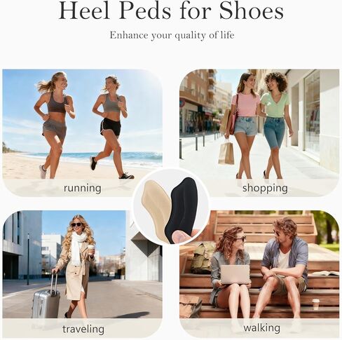 6 Pairs Heel Pads for Shoes, Memory Foam Heel Cushions to Prevent Blisters & Stop Slipping, Anti-Slip Heel Grips for High Heels & Dress Shoes, Black and Beige in Kuwait