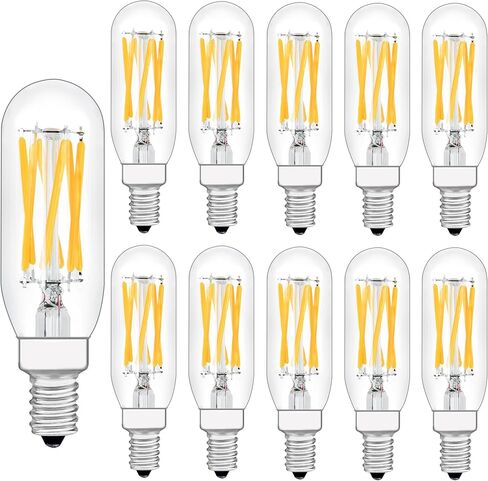 لمبة رحيم T8 LED، لمبة LED E12 قابلة للتعتيم، 110 فولت 600 لومن 3000 كيلو 60 وات مكافئة، لمبة إضاءة أنبوبية من الزجاج الشفاف، أفضل بديل للمصباح المتوهج، مصابيح الشمعدانات LED، 10 عبوات (أبيض دافئ) in Kuwait