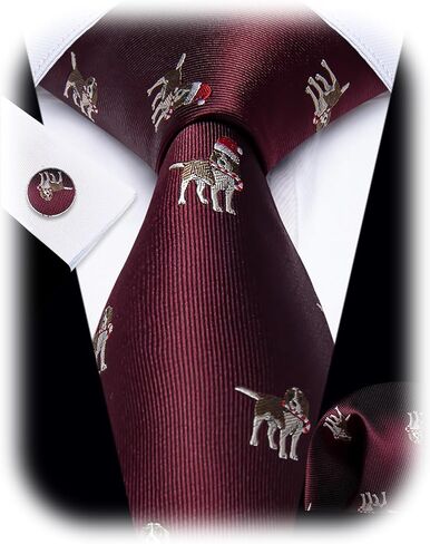 Christmas Ties for Men Silk Xmas Necktie Pocket Square Cufflinks Set Holiday Festival Funny New Year in Saudi Arabia