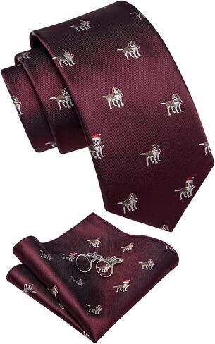 Christmas Ties for Men Silk Xmas Necktie Pocket Square Cufflinks Set Holiday Festival Funny New Year in Saudi Arabia
