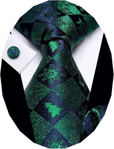 Christmas Ties for Men Silk Xmas Necktie Pocket Square Cufflinks Set Holiday Festival Funny New Year in Saudi Arabia