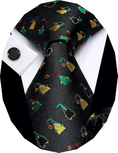 Christmas Ties for Men Silk Xmas Necktie Pocket Square Cufflinks Set Holiday Festival Funny New Year in Saudi Arabia