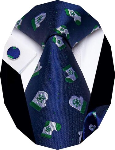 Christmas Ties for Men Silk Xmas Necktie Pocket Square Cufflinks Set Holiday Festival Funny New Year in Saudi Arabia