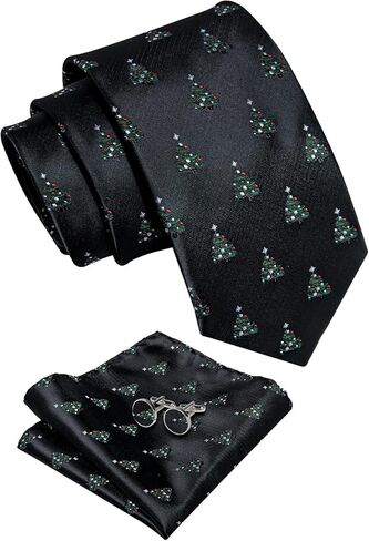 Christmas Ties for Men Silk Xmas Necktie Pocket Square Cufflinks Set Holiday Festival Funny New Year in Saudi Arabia