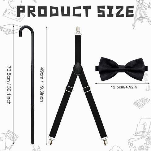 100 يوم من إكسسوارات الأزياء المدرسية للأولاد ملحقات الجد التنكرية مع قبعة ونظارات وعصا وربطة عنق وحمالات وعدسة مكبرة وحواجب وشارب in Kuwait