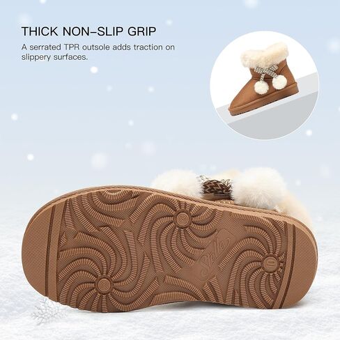 STELLE Girls Winter Boots Toddler Kids Snow Ankle Fuzzy Boots for Little/Big Kid in Saudi Arabia