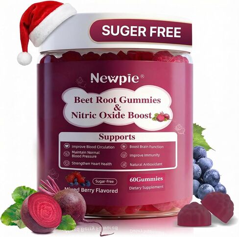 صمغ جذور البنجر، مكمل بنجر أكسيد النيتريك الفائق، مستخلص بذور العنب والفلفل الأسود، فيتامين C وB12، يدعم ضغط الدم والطاقة، التوت المختلط، 20:1 شمندر، 60 قطعة شمندر قابلة للمضغ in Kuwait