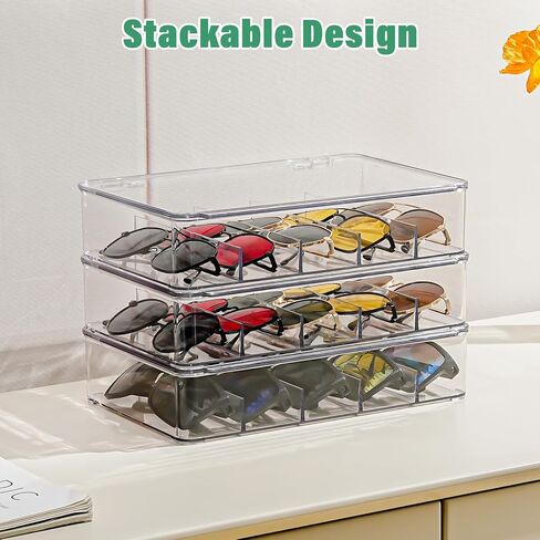 Sunglasses Organizer for Women Men - Clear Plastic Stackable Eyeglass Case Storage Organizer for Multiple Glasses in Saudi Arabia