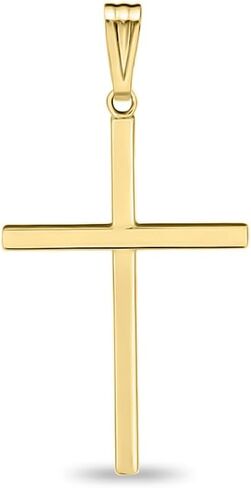 Cross Crucifix Religious Pendant, 1/20 14K Yellow Gold, 1.33 Inch Length, Solid Metal, Unisex, Made in USA in Saudi Arabia