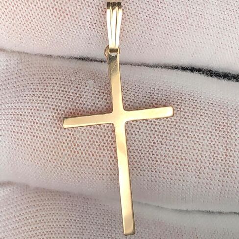 Cross Crucifix Religious Pendant, 1/20 14K Yellow Gold, 1.33 Inch Length, Solid Metal, Unisex, Made in USA in Saudi Arabia