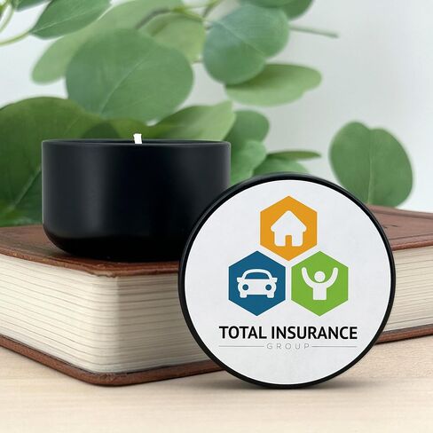 Custom Candles, Personalized Candles - 10 Quantity - $2.95 Each - Bulk Candles Promotional Product/Bulk with Your Logo/Customized (Set of 10) (Black Tin), 9512000-CORP in Saudi Arabia