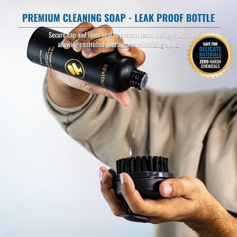 Ultimate Shoe Cleaning Kit – 250ml Non-Toxic Shoe Cleaner with 3 Brushes with Handle, 5 Wipes & Microfiber Cloth – Leather, Suede, Canvas, Mesh & Boots Shoe Care Kit in Saudi Arabia