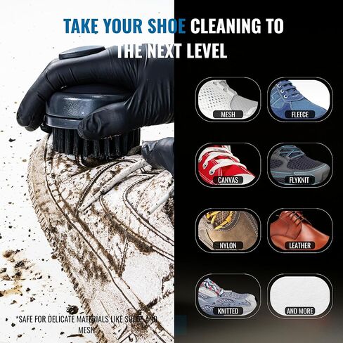 Ultimate Shoe Cleaning Kit – 250ml Non-Toxic Shoe Cleaner with 3 Brushes with Handle, 5 Wipes & Microfiber Cloth – Leather, Suede, Canvas, Mesh & Boots Shoe Care Kit in Saudi Arabia