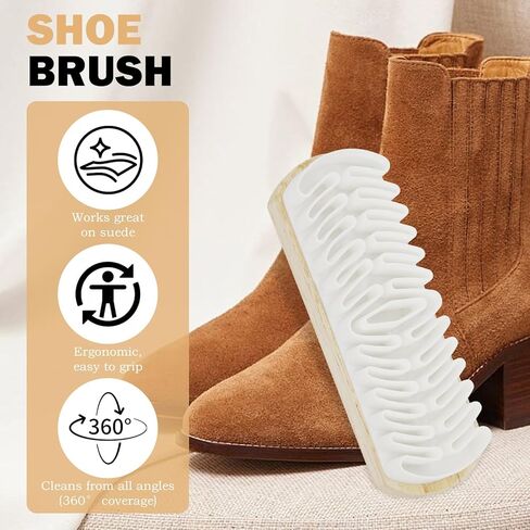 2Pcs Suede Rubber Shoe Brush, Wooden Handle Brush and Suede Eraser for Effective Cleaning of Nubuck, Sofas, Jackets & Shoes, Portable Cleaner Tool for Maintenance in Saudi Arabia