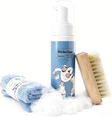 Shoe Cleaner Kit - No Water Sneaker Cleaner for Shoes, 3-in-1 Brush + Foam + Towel, Travel Shoe Cleaning Kit, Shoe Cleaner for Tennis Shoes, Running, Golf, PU, Nubuck, Sole in Saudi Arabia
