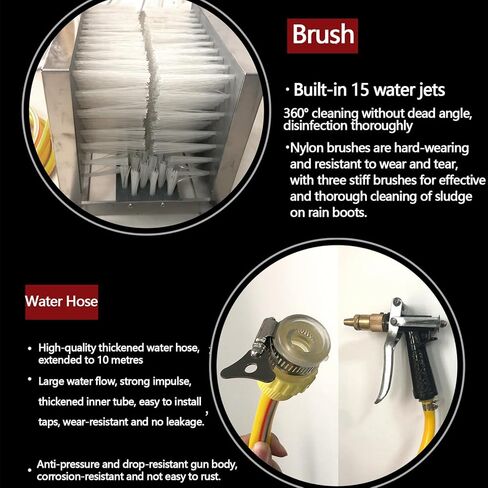 Shoe Scraper Brush, Stainless Steel Farm Boot Cleaner Scrubber, Mud Removal Brushes with Specialised Water Spray Guns, 360° Dead-end Cleaning for Livestock Farm, Farmhouse Garden Outdoor in Kuwait