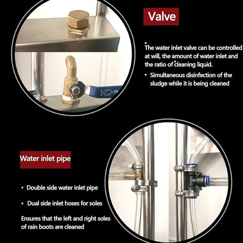 Shoe Scraper Brush, Stainless Steel Farm Boot Cleaner Scrubber, Mud Removal Brushes with Specialised Water Spray Guns, 360° Dead-end Cleaning for Livestock Farm, Farmhouse Garden Outdoor in Kuwait