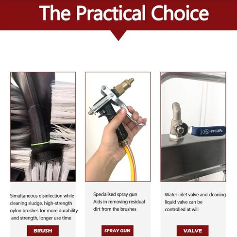 Shoe Scraper Brush, Stainless Steel Farm Boot Cleaner Scrubber, Mud Removal Brushes with Specialised Water Spray Guns, 360° Dead-end Cleaning for Livestock Farm, Farmhouse Garden Outdoor in Kuwait