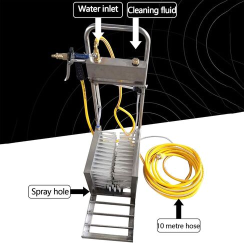 Shoe Scraper Brush, Stainless Steel Farm Boot Cleaner Scrubber, Mud Removal Brushes with Specialised Water Spray Guns, 360° Dead-end Cleaning for Livestock Farm, Farmhouse Garden Outdoor in Kuwait