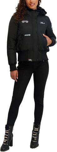 Karl Lagerfeld Womens Water Resistant Cropped Patch Bomber in Saudi Arabia