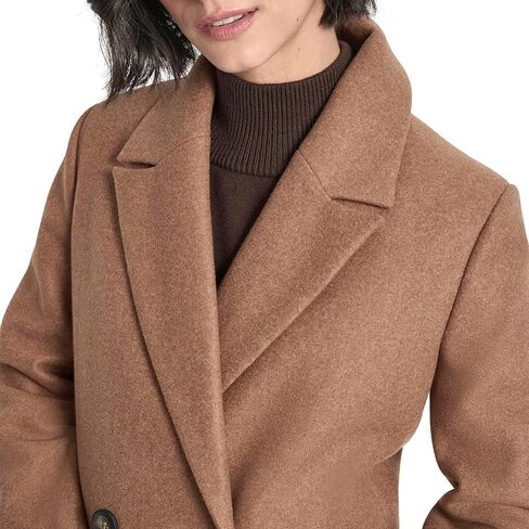 معطف DKNY نسائي من الصوف الصناعي بطول مزدوج الصدر - سترة شتوية طويلة مصممة in Kuwait