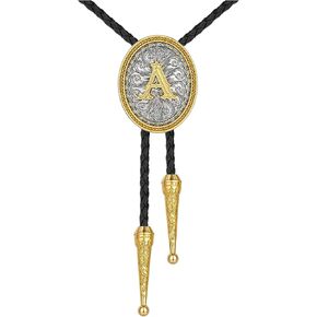 Western Bolo Tie for Men Women, Gold Bolo Ties Initial Letter A to Z Cowboy Tie Bolo Necktie Cowgirl Accessories in Saudi Arabia