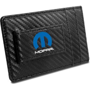 iPick Image Mopar محفظة جلدية سوداء من ألياف الكربون RFID حافظة بطاقات مشبك نقود لشاحن تشالنجر SRT، 4-3/8 بوصة × 2-3/4 بوصة in Kuwait