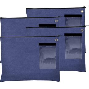 BankSupplies Canvas Zipper Bags | 14W x 11H | Set of 4 | Large Storage Bags | Grommet for Zip Tie & Padlock | 5W x 3H Framed Cardholder | Zipper Closure | Bank Bags in Kuwait