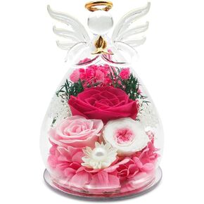 Gifts for Women Preserved Flowers in Glass Angel Figurines Forever Fresh Flowers for Delivery Prime Preserved Rose Birthday Gifts for Her Real Rose for Mom Wife Grandma on Mothers Day Anniversary ﻿ in Saudi Arabia