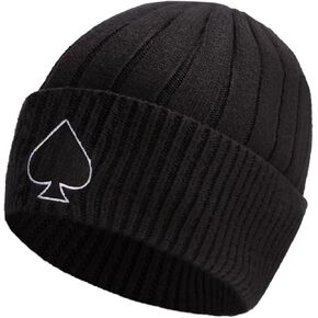 Embroidered Beanie Winter Hats for Men Women, Warm Cuffed Knit Hat Black Skull Cap in Saudi Arabia