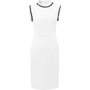 Women's Funeral Sleeveless Dress Contrast Color Ruffled Sheath Dresses in Saudi Arabia