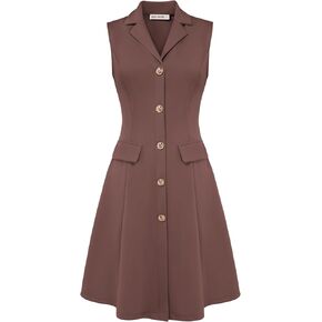 GRACE KARIN Work Dresses for Women 2026 Sleeveless Button Business Midi Dress Notch Lapel V Neck Formal Office A Line Dresses in Saudi Arabia