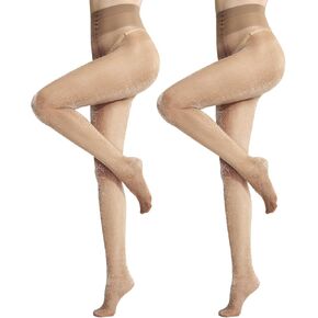 MANZI 2 Pairs Sparkly Tights for Women 20D Ultra Soft Sheer Shimmer Pantyhose High Waist Shiny Nylon Stockings in Kuwait