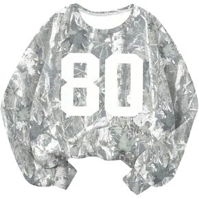 OYOANGLE Girl's Number Camo Print Jersey Sweatshirts Long Sleeve Loose Pullover Top Streetwear in Saudi Arabia