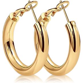 2 Pairs Chunky Gold Hoop Earrings for Women Thick Gold Hoop Earrings 14K Gold Plated Hypoallergenic Stainless Steel Earrings Set Jewelry Gifts for Women in Kuwait