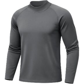 قميص حراري رجالي بأكمام طويلة ورقبة وهمية مبطنة بالصوف، قميص داخلي رياضي بطبقة أساسية دافئة للرياضات في الطقس البارد in Kuwait