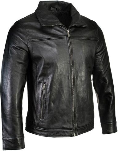Boston Harbour 2.0 Men's Black New Zealand Lamb Leather Fashion Car Coat Jacket SFM1898 in Saudi Arabia