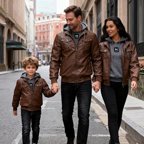 GGleaf Men's Faux Leather Jacket Waterproof Motorcycle Bomber Jacket Vintage PU Moto Biker Coat in Saudi Arabia